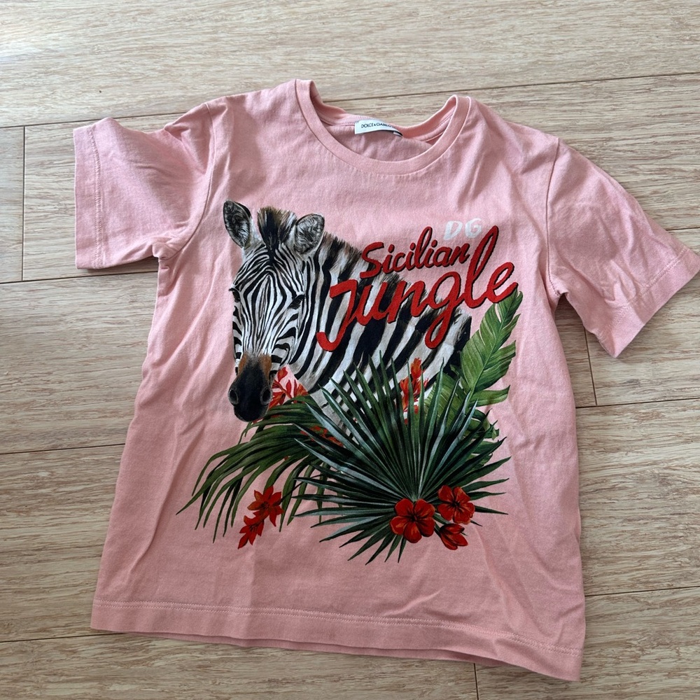 D&G Kids Pink Sicilian Jungle T-Shirt